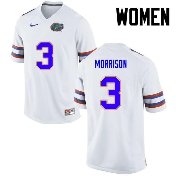 NCAA Florida Gators Antonio Morrison Women's #3 Nike White Stitched Authentic College Football Jersey JOE3164BH